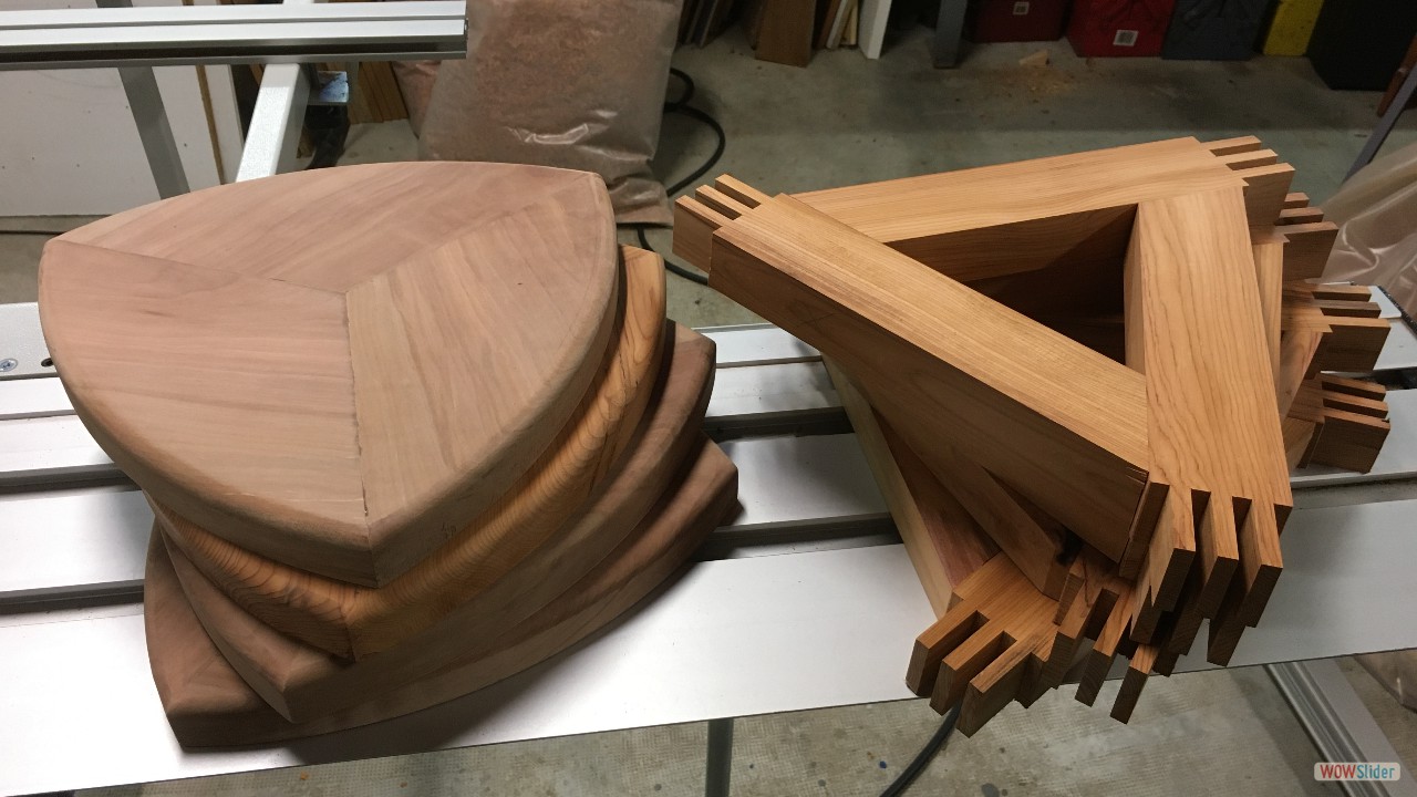 Les 4 assises et les 4 traverses.