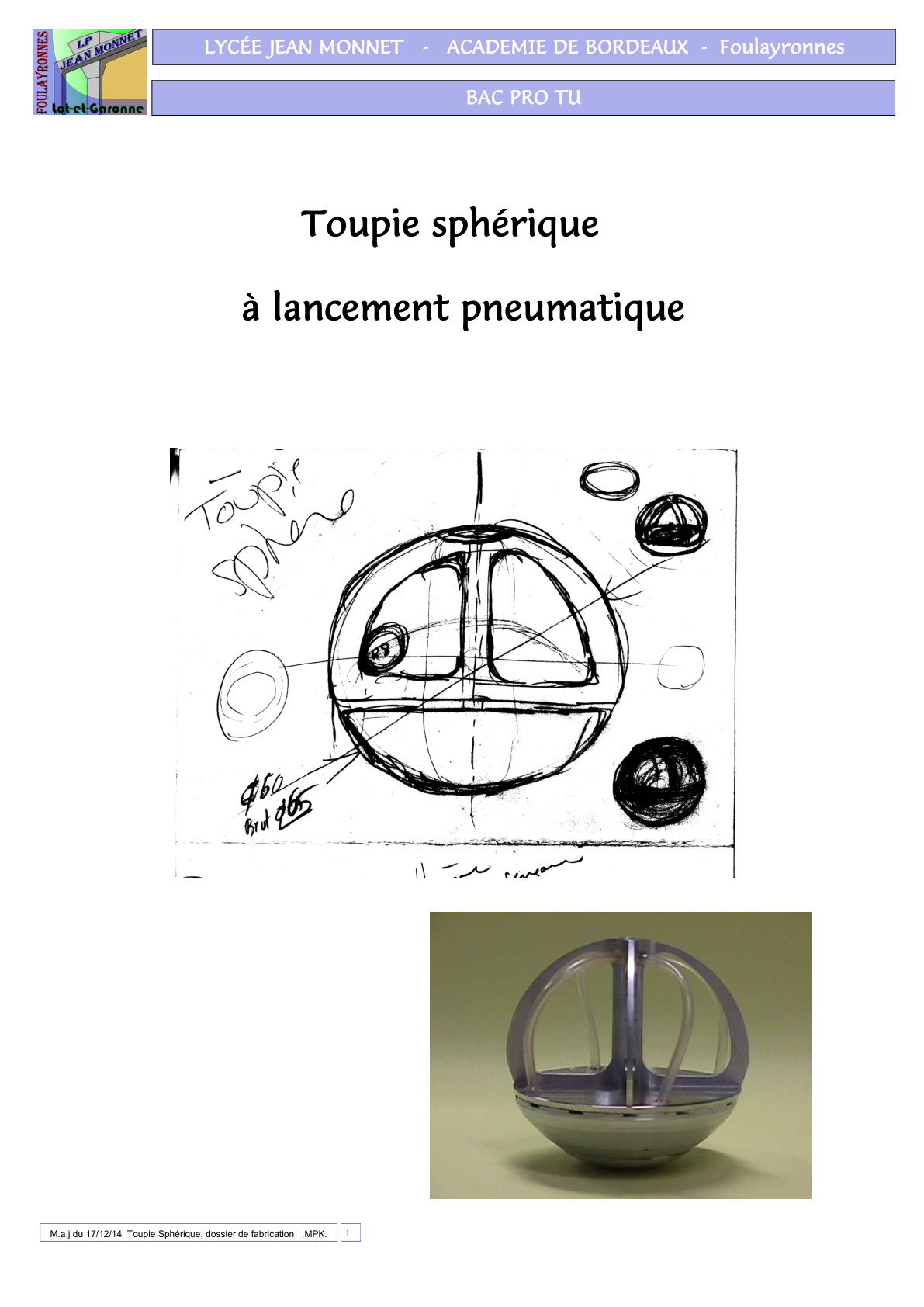 Dossier de fabrication de la toupie