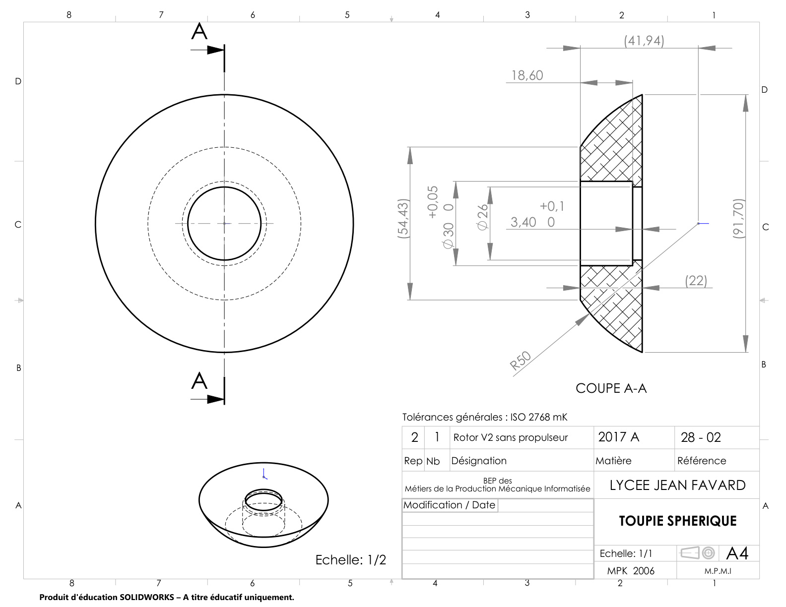 Plan de détail du rotor 