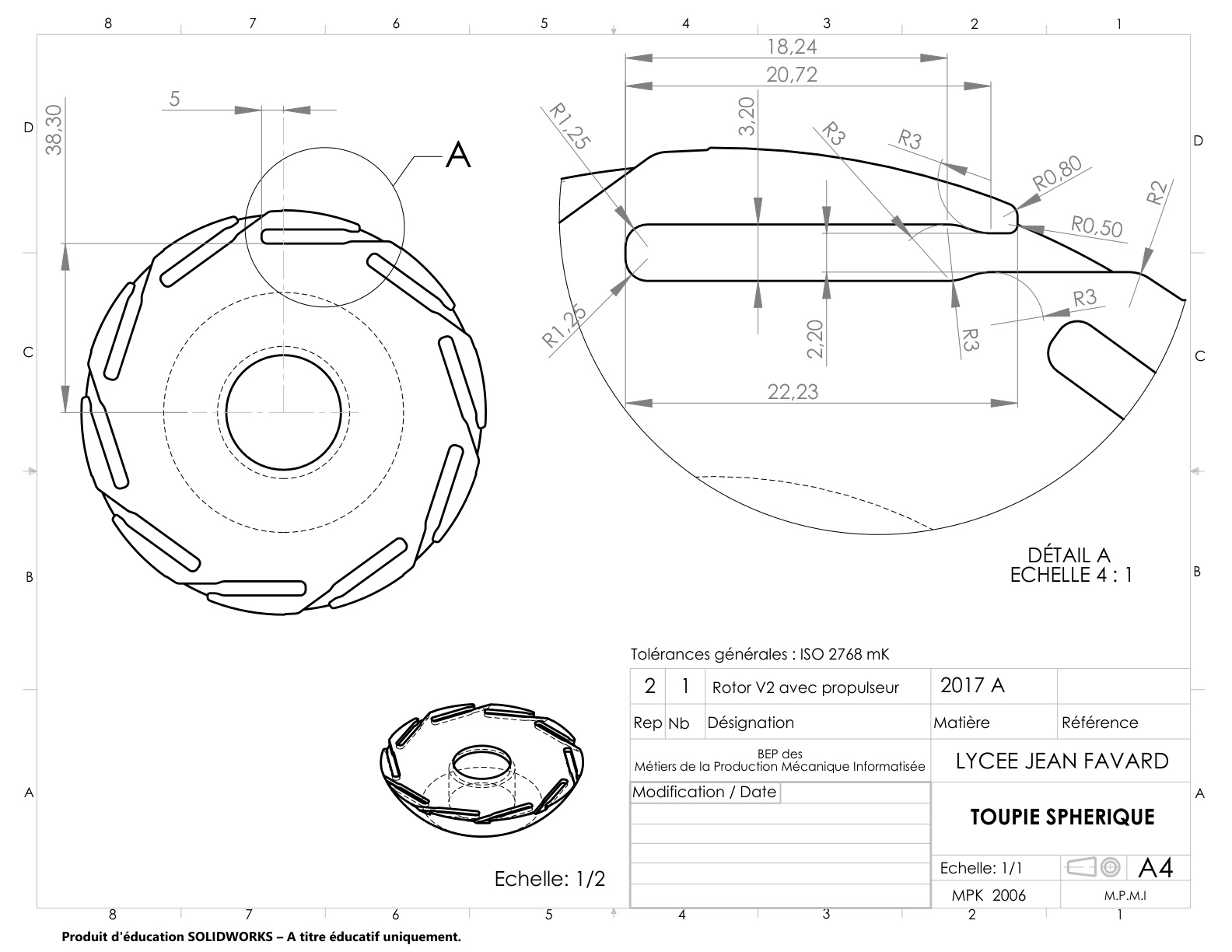 Plan de détail du rotor 